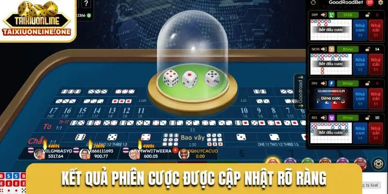 Kết quả phiên cược được cập nhật rõ ràng